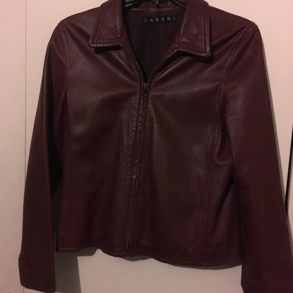 Maroon Leather Jacket by Zabari
